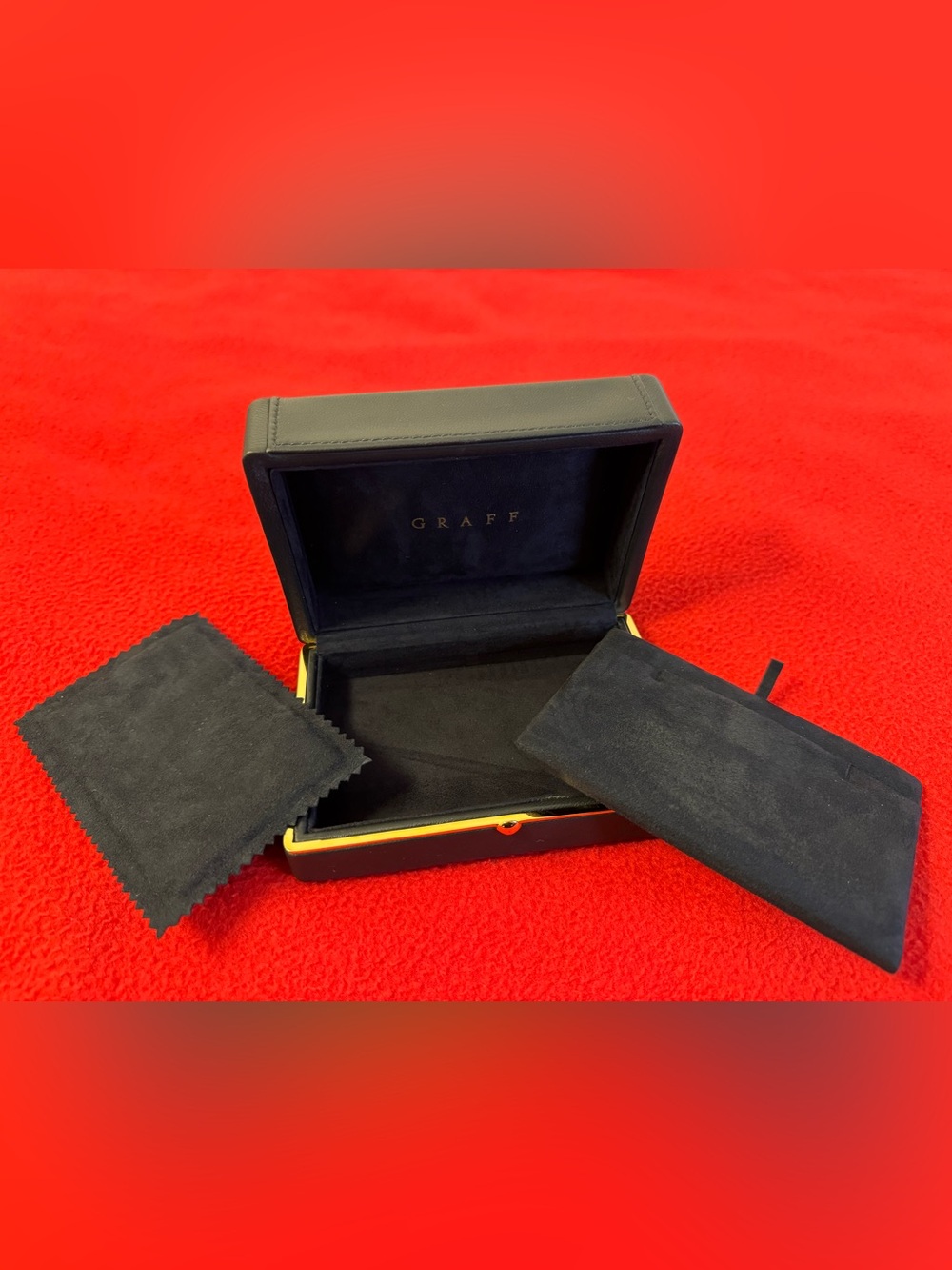 Case Only GRAFF Necklace Horizontal Black Leather Jewelry Empty Case